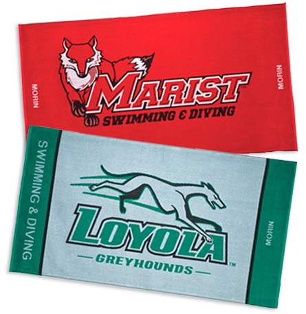 Custom Woven Towels for Marist College and Loyola College Swim Teams