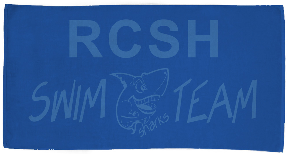 RCSH Swim Team Towel - Custom printed blue towel with light blue text