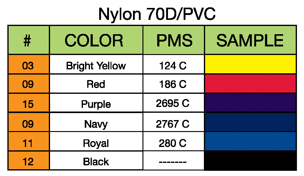 Towel Color Chart by PMS Number