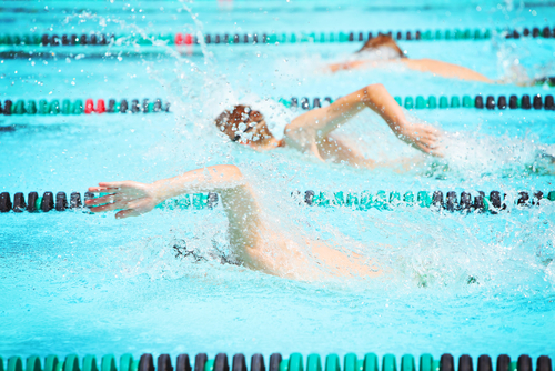 children swimming