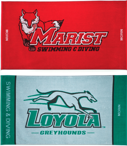custom woven towels created for Loyola and Marist Colleges by Team Towels
