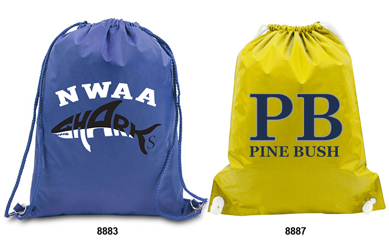 water resistant drawstring bags with school logos on them created by Team Towels