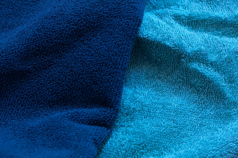 fabric texture of towel with difference shade of blue color