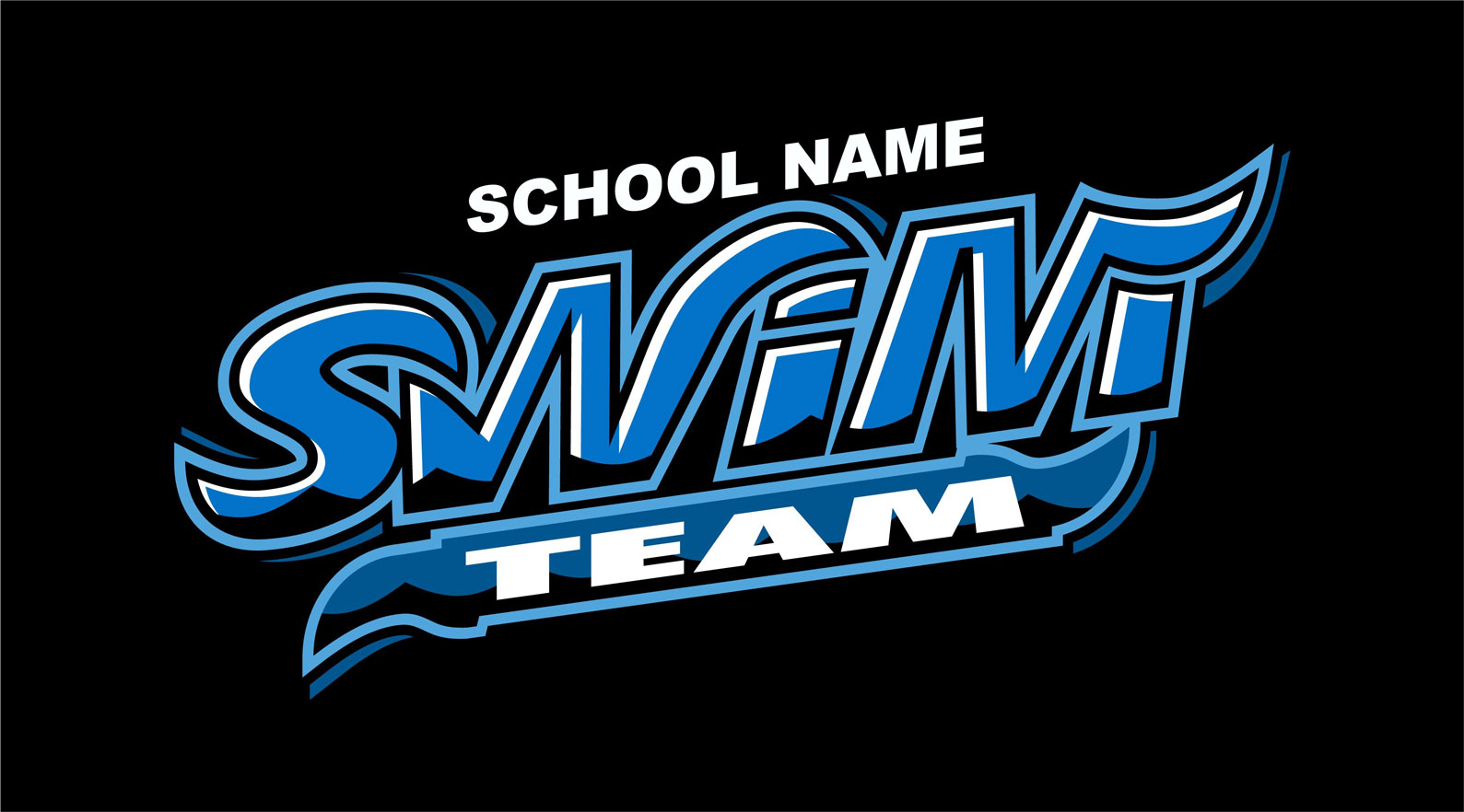 example swim team logo on black woven custom towel